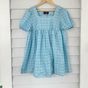 Blue floral puff sleeve mini dress